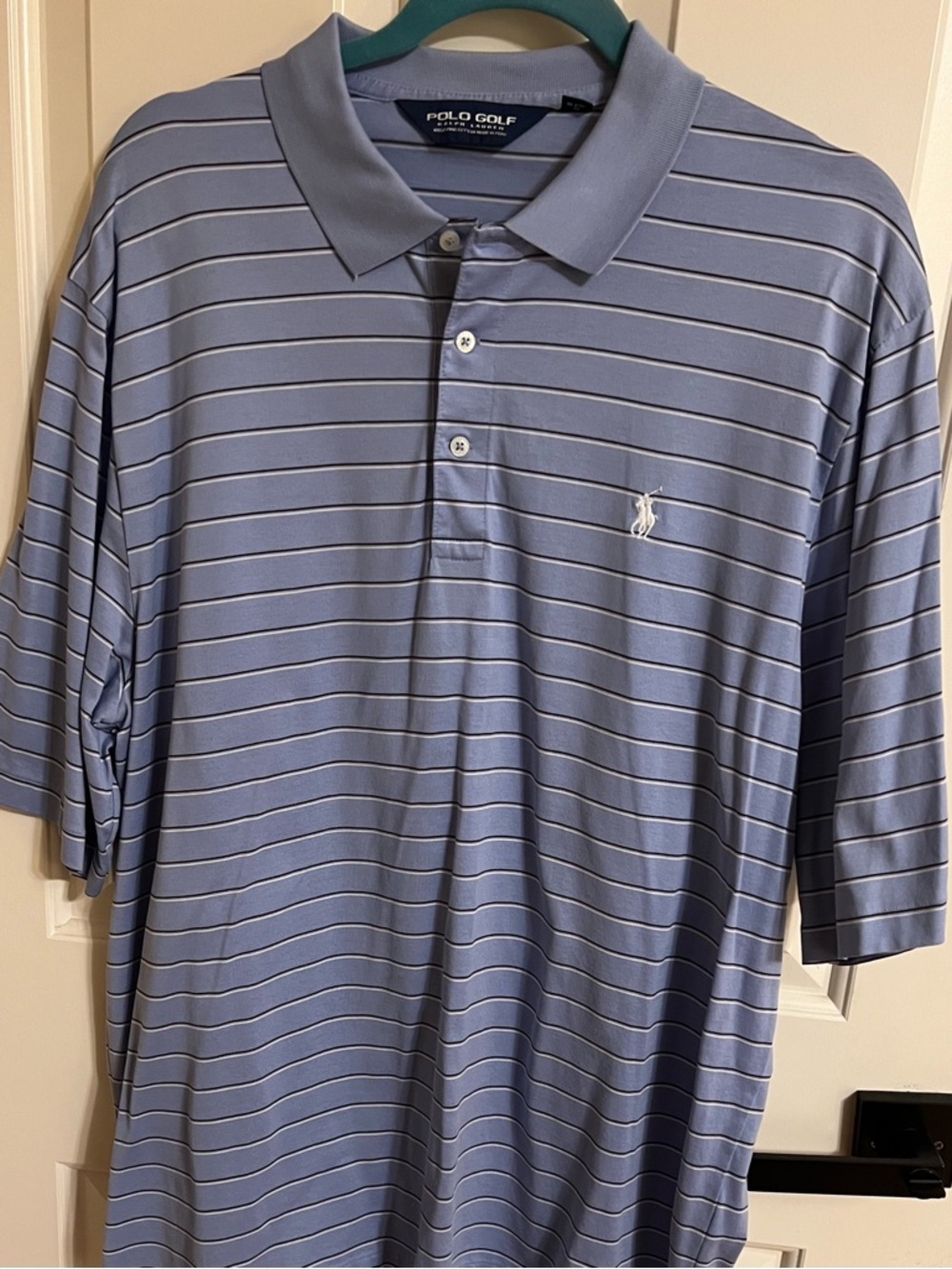Polo Golf by Ralph Lauren Light Blue Striped Performance Polo Blue Striped
